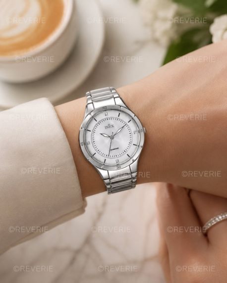 Inex dameur med 4 diamanter og perlemorsurskive 35mm