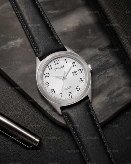 Citizen Eco-Drive herreur i titanium med sort læderrem 41mm