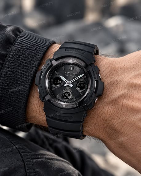 Sort Casio G-Shock dykkerur med solenergi, radiostyring og 200m vandtæthed i 46mm