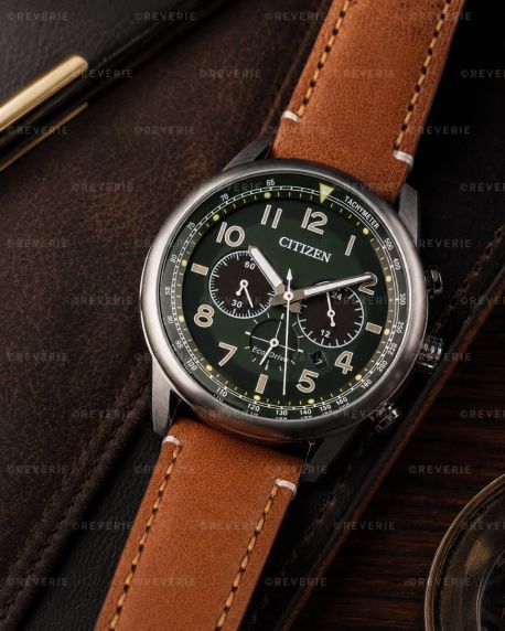 Citizen Eco-Drive herrechronograf med grøn urskive 43mm