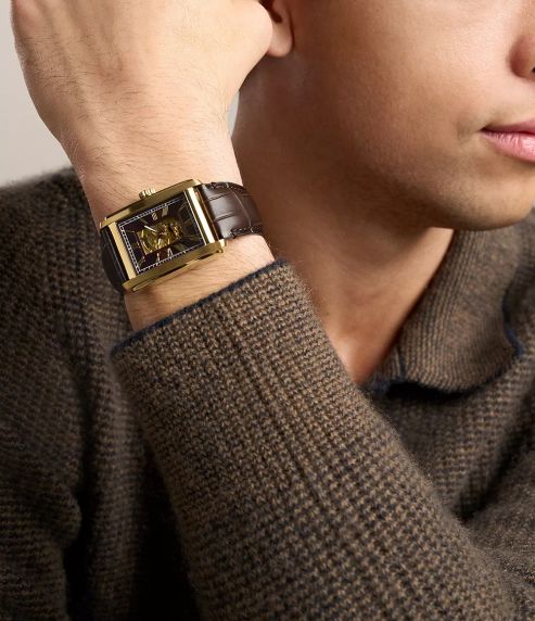 Fossil Mens Golden Brown Leather Automatic 30mm