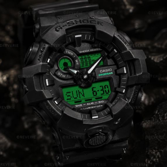 Casio XL G-Shock Black Green Display 53mm