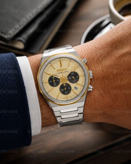 Seiko tofarvet herrechronograf i stål med safirglas 40mm