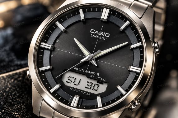 Casio herreur i titanium med solenergi og radiostyring 40mm