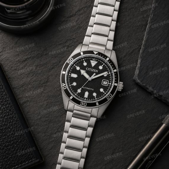 Citizen mekanisk herreur i stål med sort urskive 38mm