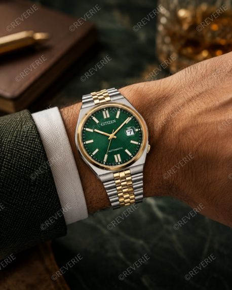 Citizen tofarvet automatisk ur med grøn urskive og safirglas 40mm