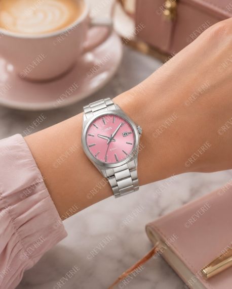Lorus dameur i stål med rosa urskive 34mm