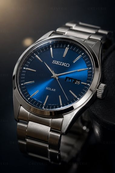 Solcelledrevet Seiko ur med elegant blå urskive og safirglas - Seiko Solar Sapphire