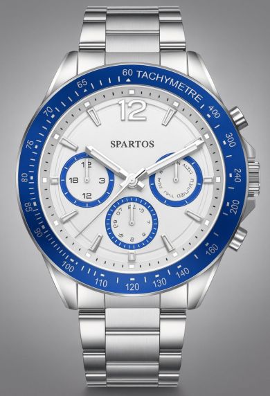 Herreur i stål med blå detaljer - Spartos Classic SPW007604