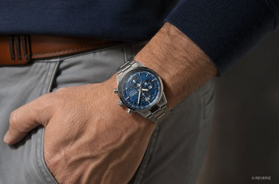 Seiko Mens Blue Titanium Chronograph 41mm