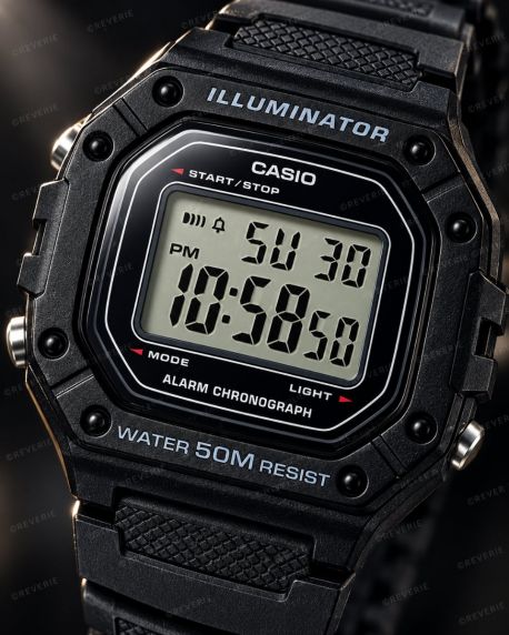 Sort Casio digitalt sportsur til mænd i 43mm