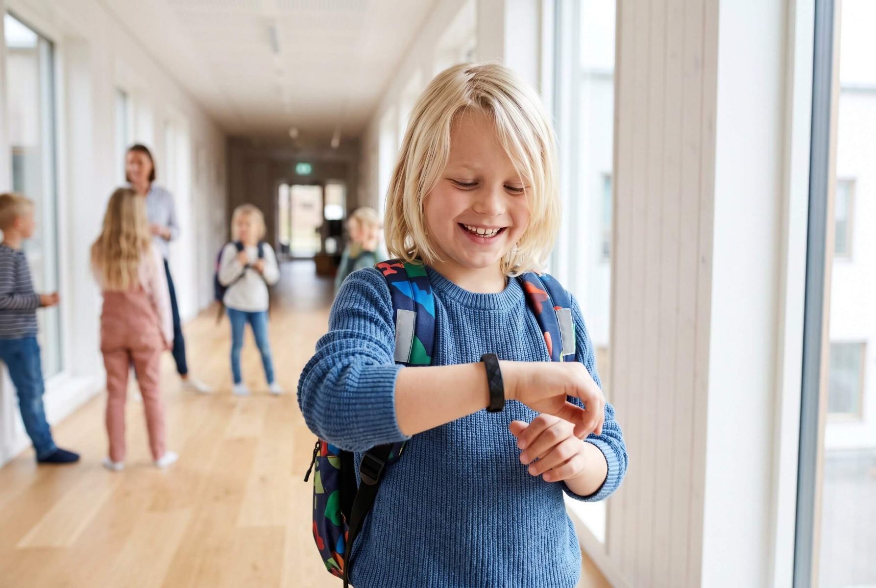 Barn på skolen med Fibex påminnelsesklokke